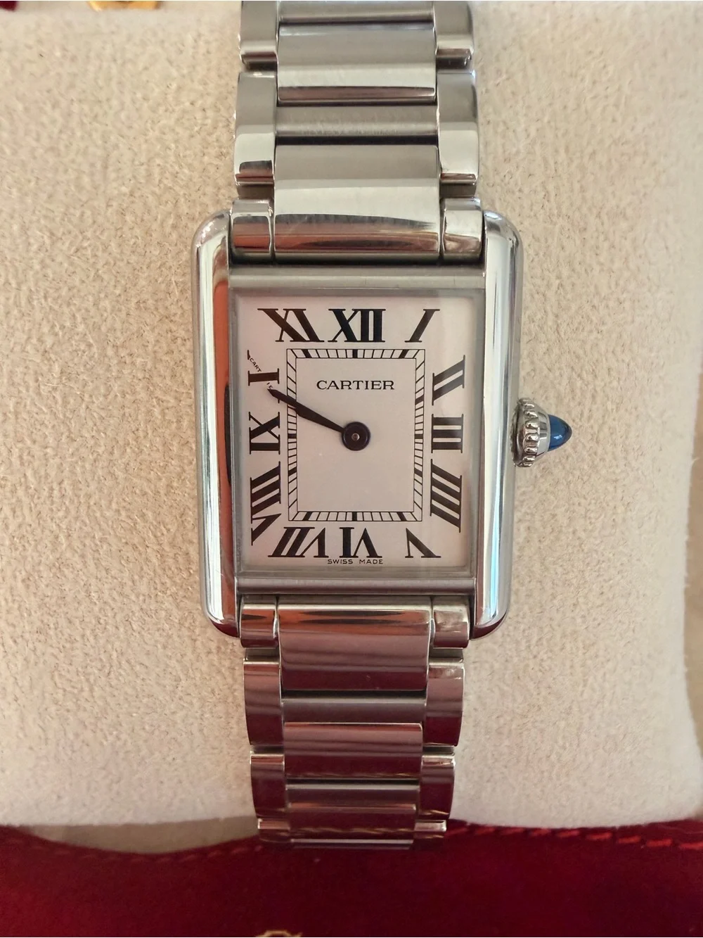 Cartier Tank Must De Cartier Watch Small Silver Roman Dial Steel Watch Ref 4322